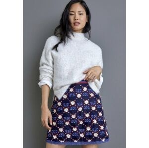 Anthropologie Maeve Women's Skirt‎ Mayfair Beaded Mini Floral Blue Red Size 6